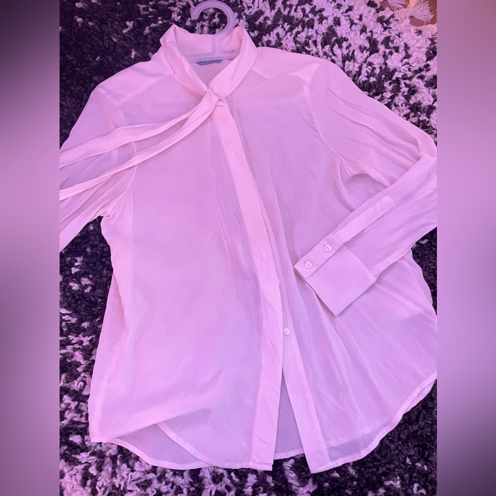 100% silk white shirt size0